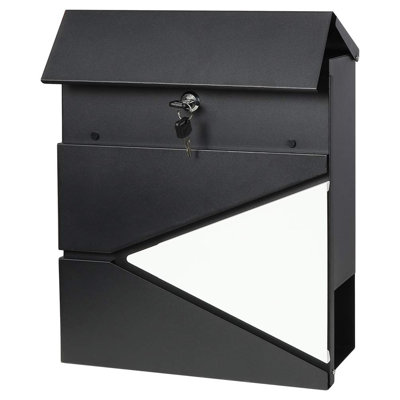 Lockable Mailboxes With Keys,Outdoor Wall Mounted Mail Box With Large Capacity,14 3/10" X 4 1/10" X 13",White