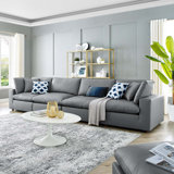 Commix Down Filled Overstuffed Vegan Leather 4-Seater Sofa In Grey