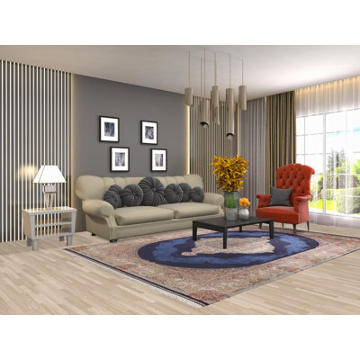 Tapis turc bleu traditionnel 7 x 10