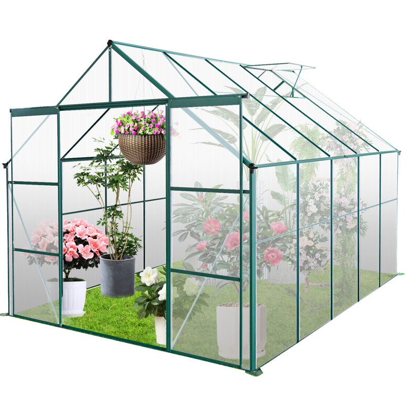 All Season Greenhouse With Stable Base - Wind And Rain, 8X10ft Door Access Management Unwanted Entry,