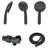 Handheld Shower In Matte Black With 7 Spray Functions And Easy Setup Patterns Feature