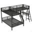 Lit simple superposé simple avec lit mezzanine simple attaché, avec bureau, métal