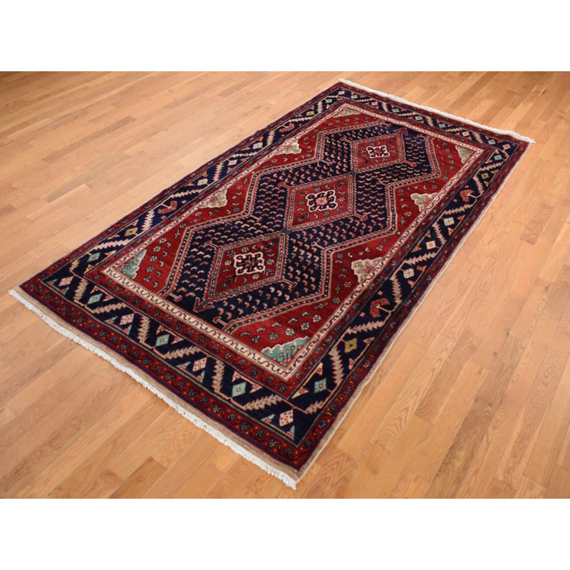 Tapis rouge nouvel âge en laine 5 pi 1 po x 9 pi 7 po Azle