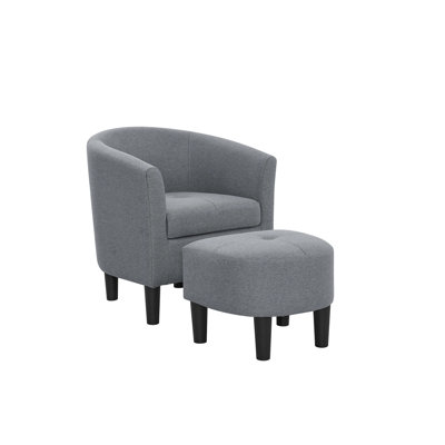 25.5" Wide Polyester Barrel Chair And Ottoman