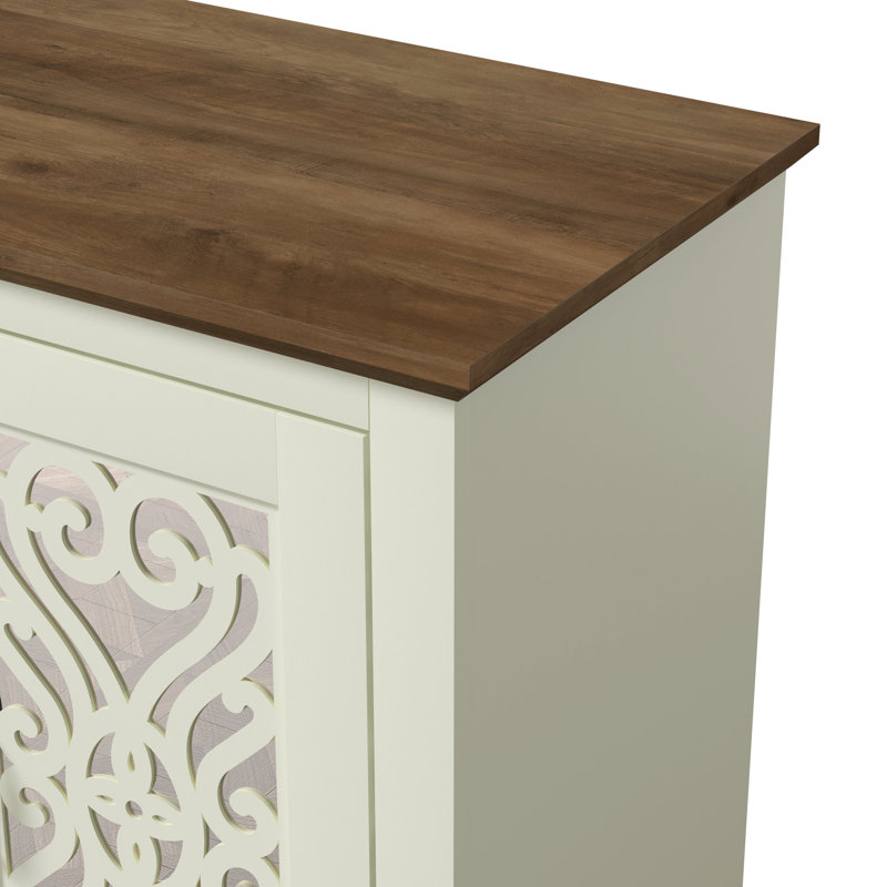Airalyn Traditional Sideboard Set Of 2, Black/Knotty Oak