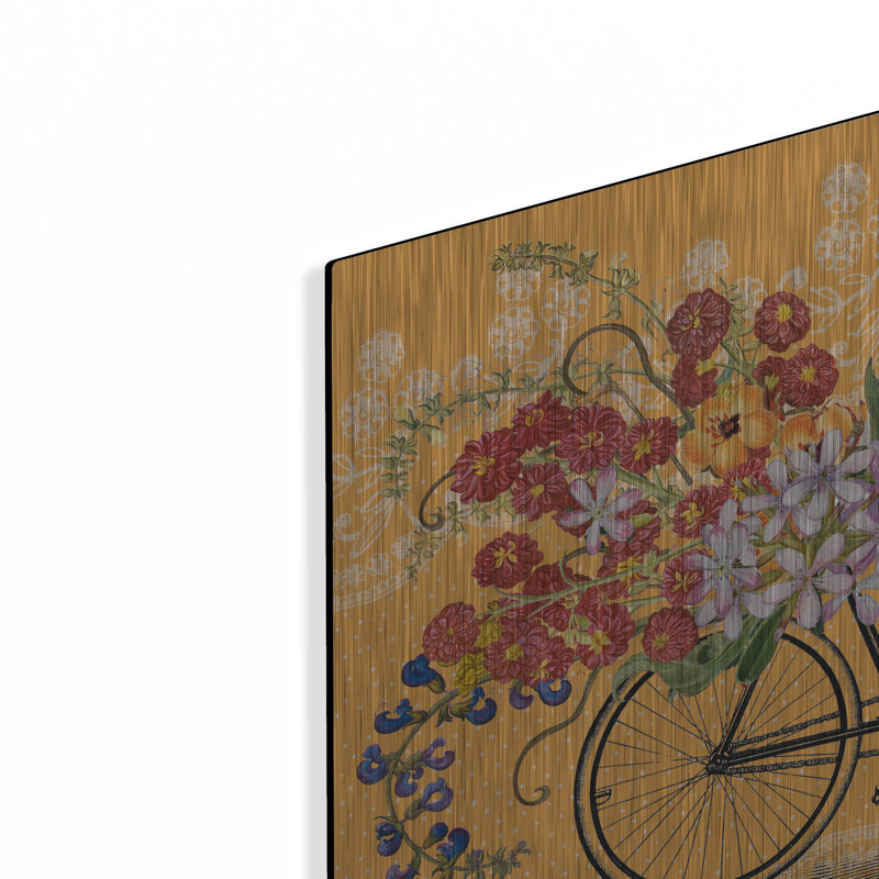 Art mural en métal luxueux «Flower Market Bicycle» par Art Licensing Studio, 24 po x 24 po, H 24 po x l 24 po