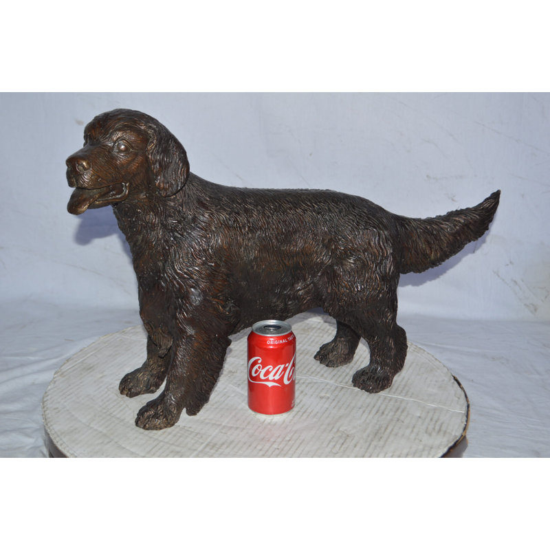 Leamington Golden Retriever dog bronze statue - Size: 26"L x 7"W x 16"H. 