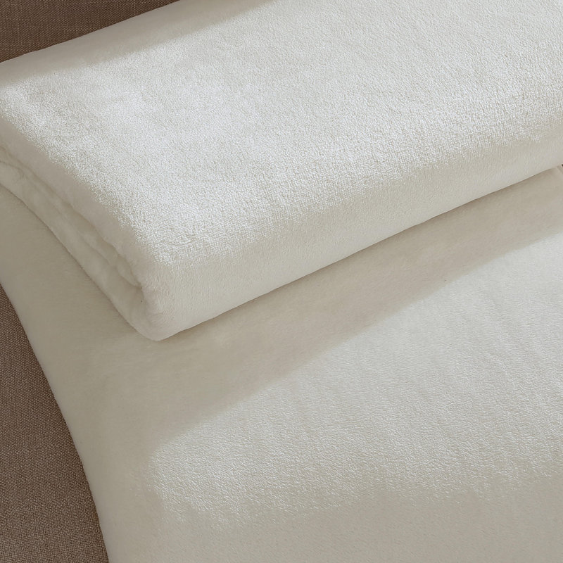 Calvin Klein Core Plush Solid Reversible Blanket, King, Ivory