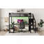 Lit mezzanine en métal avec garde-robe et lumière DEL, lit mezzanine avec bureau en forme de L et port USB