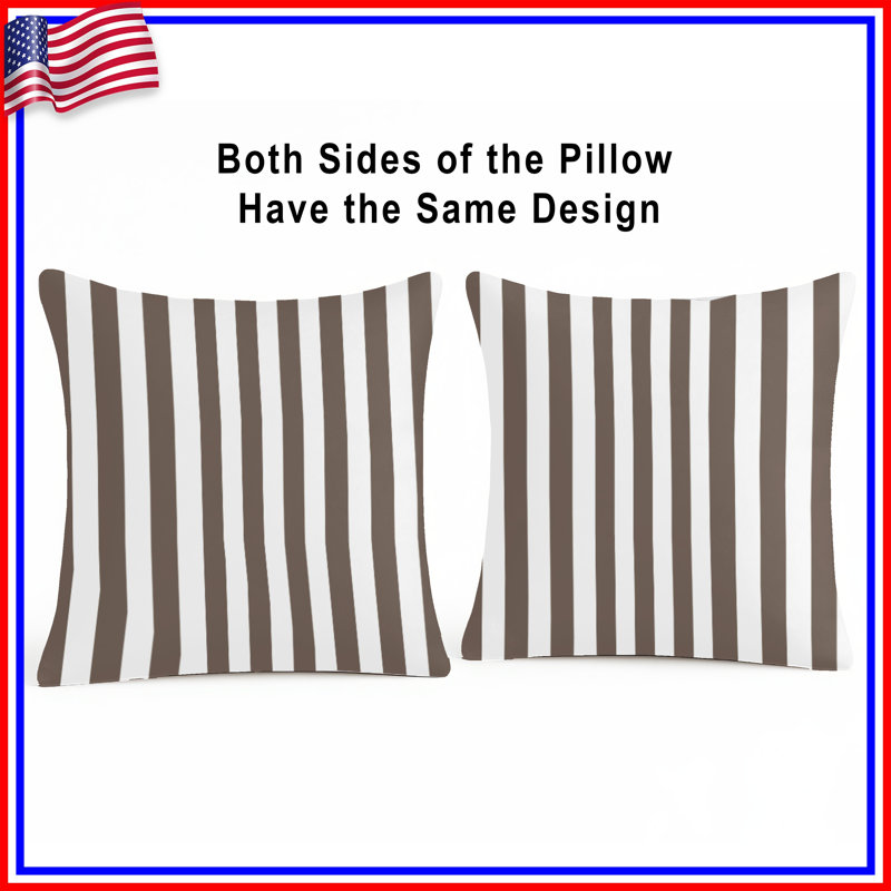 Brown Vertical Stripes Double Sided Throw Pillows, 16 po x 16 po