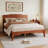 Minimalist Platform Wooden Bed Tall-Leg Bed Frame with Built-in Outlet-148503683-148503680