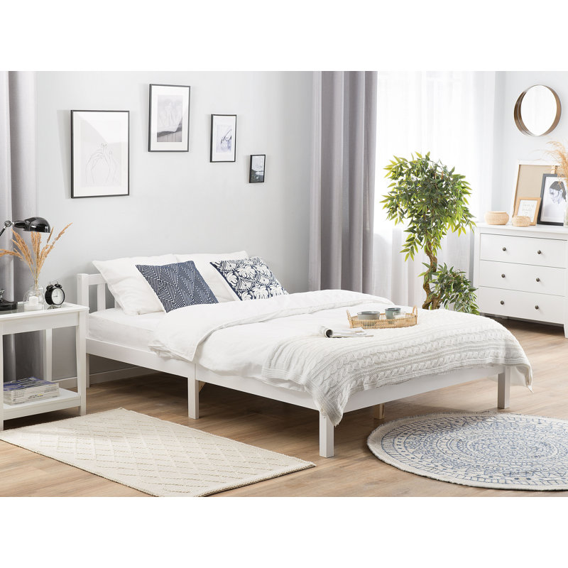 Persephone Solid Wood Bed, White, European Double (140 x 200 cm)