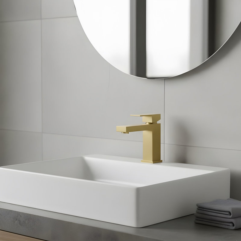 Modern Bathroom Sink Faucet with Single Handle, Brushed Gold