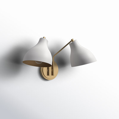 Meridian 2-Light Wall Sconce in White with Natural Brass