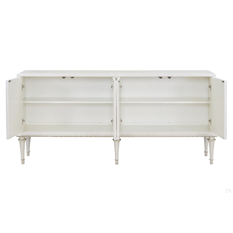 Console blanc perle et argent scintillant
