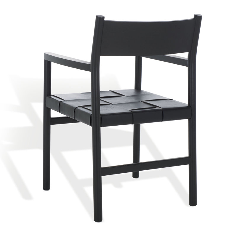 Devnie Leather Upholstered Arm Chair, Black, Black