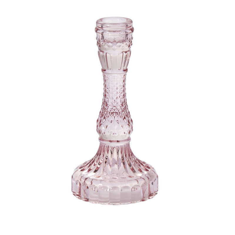 Bougeoir de table en verre Eliana Samira, Rose