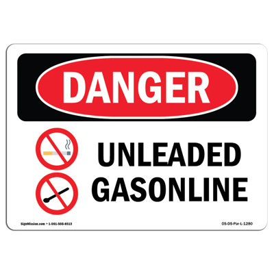 Unleaded Gasoline Aluminum Sign 12 x 18