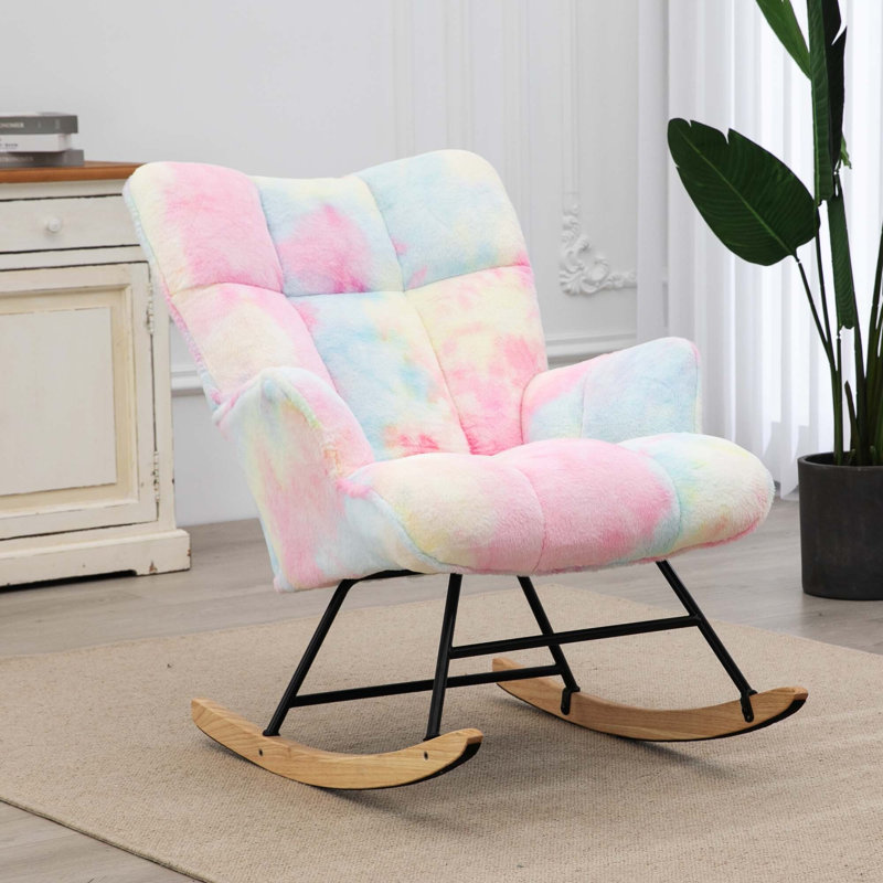 Chaise berçante de chambre de bébé en velours, fauteuil oscillant rembourré pour le salon, la chambre à coucher, Multicolore