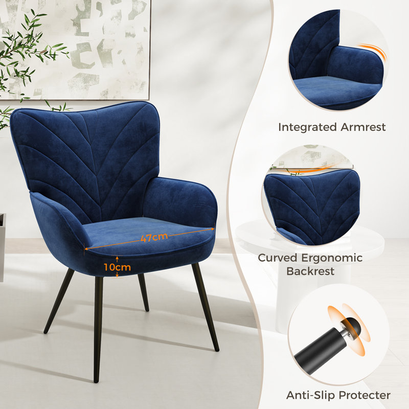 Velvet Armchair, Blue