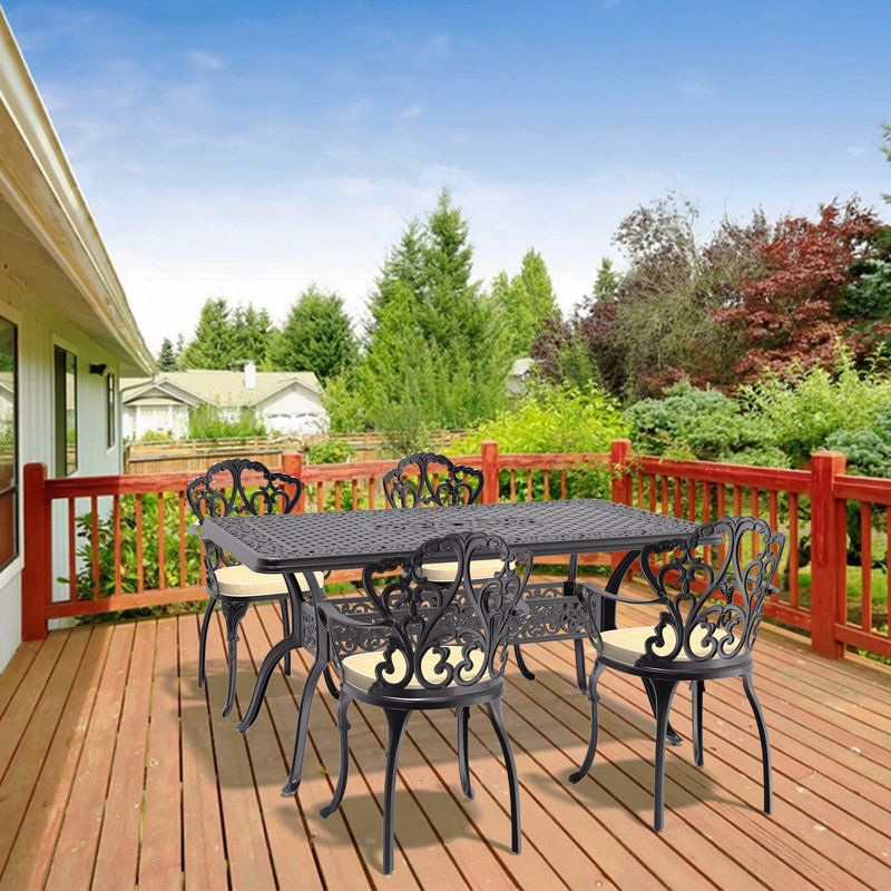 Ensemble de meubles de patio en aluminium coulé 5 pièces de haute qualité avec coussins