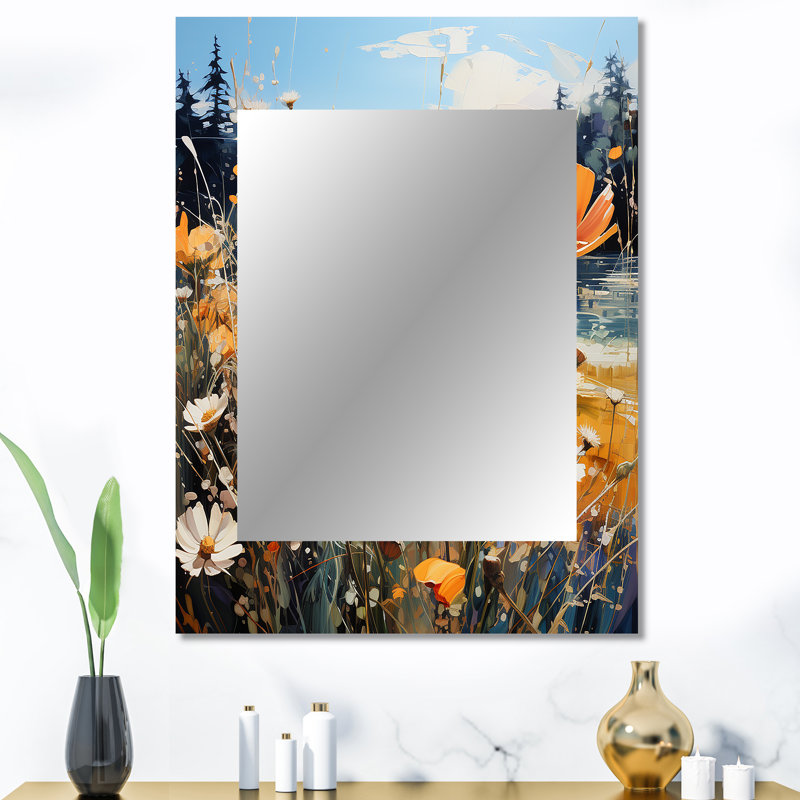 Sunny Meadows - Landscapes Wall Mirror, Modern Decorative Mirror, Printed Metal Art, 40" x 30"