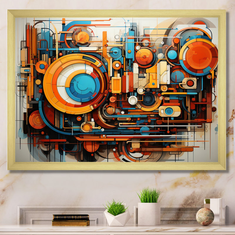 Futuriste fusion I - impression, Cadre doré à une seule photo, H 16 po x l 32 po x P 1 po