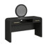 Coiffeuse et miroir Helmetta en noir avec grain