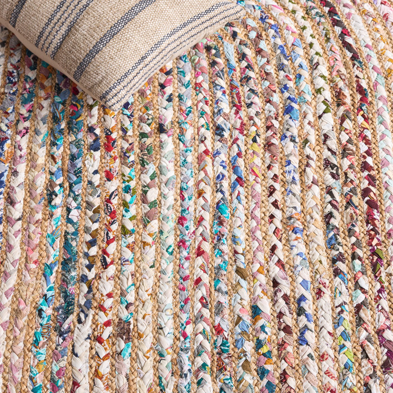 Tapis en jute de coton tissé à la main Rubenstein, Rond 3 pi