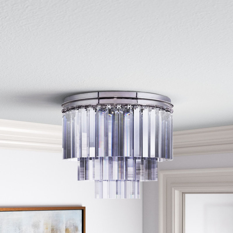 Plafonnier encastré 9 lumières 20 po Yazmin, Nickel poli