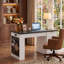 Bureau cannelé moderne 55 "avec prise de courant et armoire de rangement, blanc-1011881489