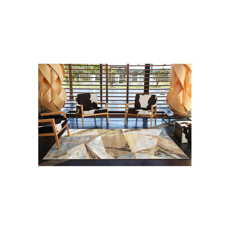 Tapis tissé abstrait à motifs abstraits, Sous-tapis carré 3 pi 3 po inclus