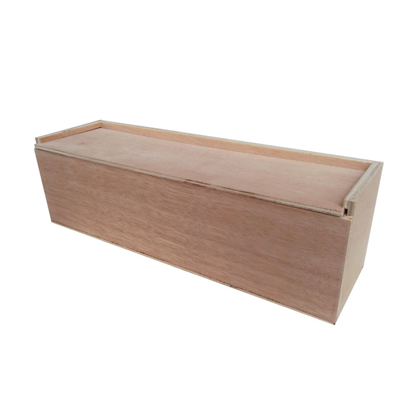 Delphi 12.5 x 3.1 x 3.1" Single Bottle Wooden Wine Box Gift Box Natural Wood Box
