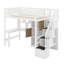 Wood Loft Bed With Built-In Desk, LED, Storage Shelves, Cabinets And Staircase-954693434