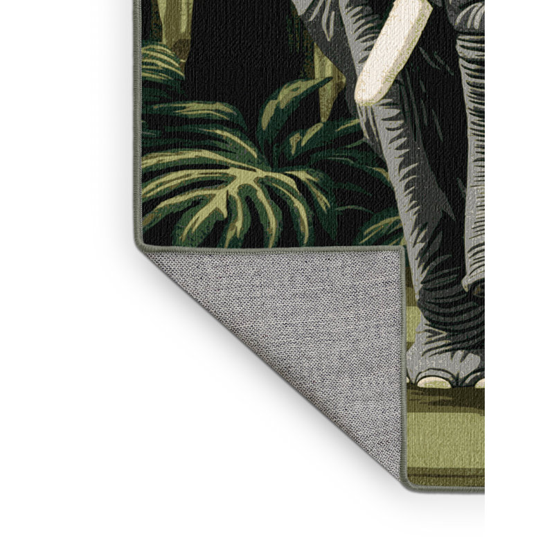 Washable African Forest Elephant Wildlife Area Rug, Rectangle 4' x 6'