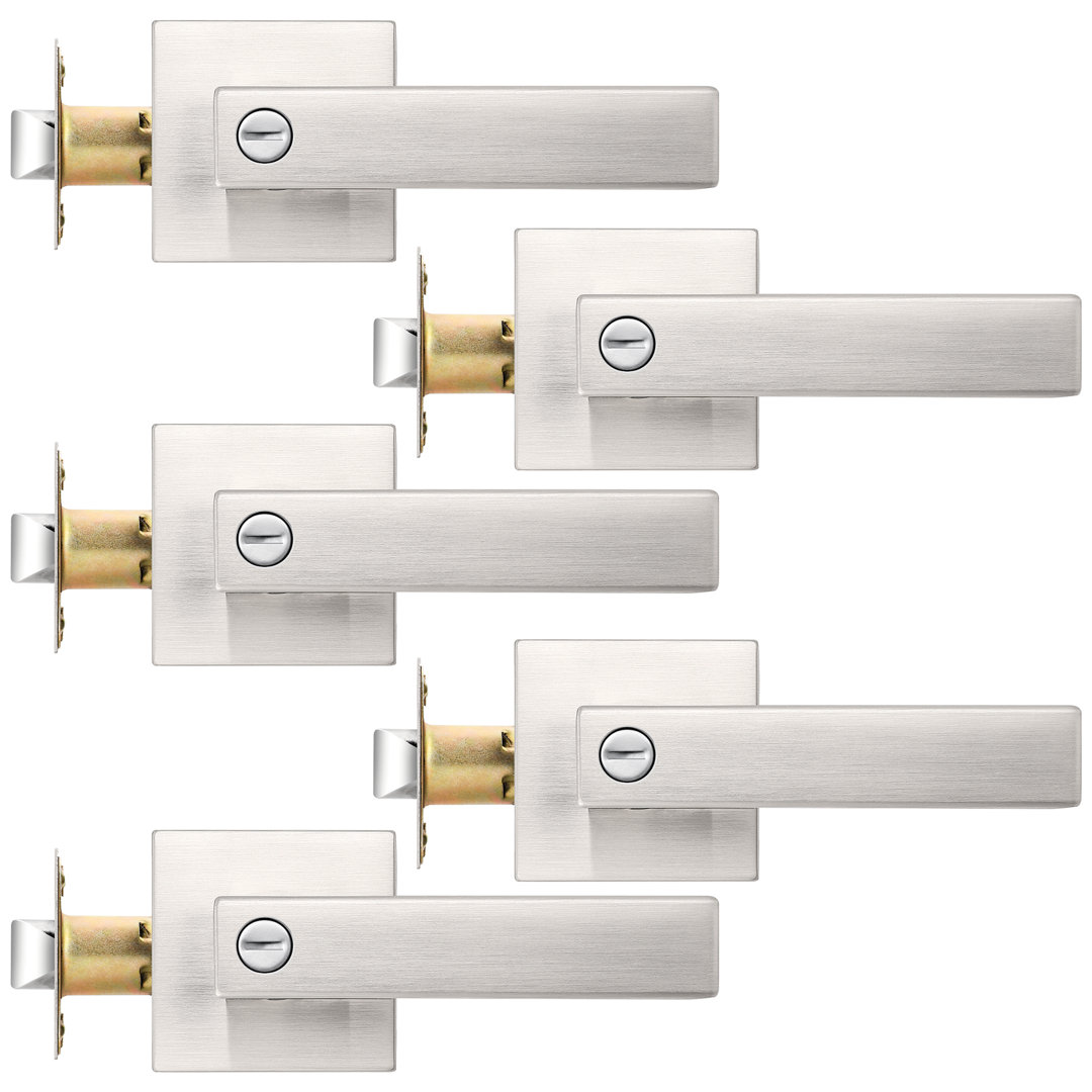 Privacy Door Lever with Square Rosette Heavy Duty Solid Levers (Set of 5) Probrico 
