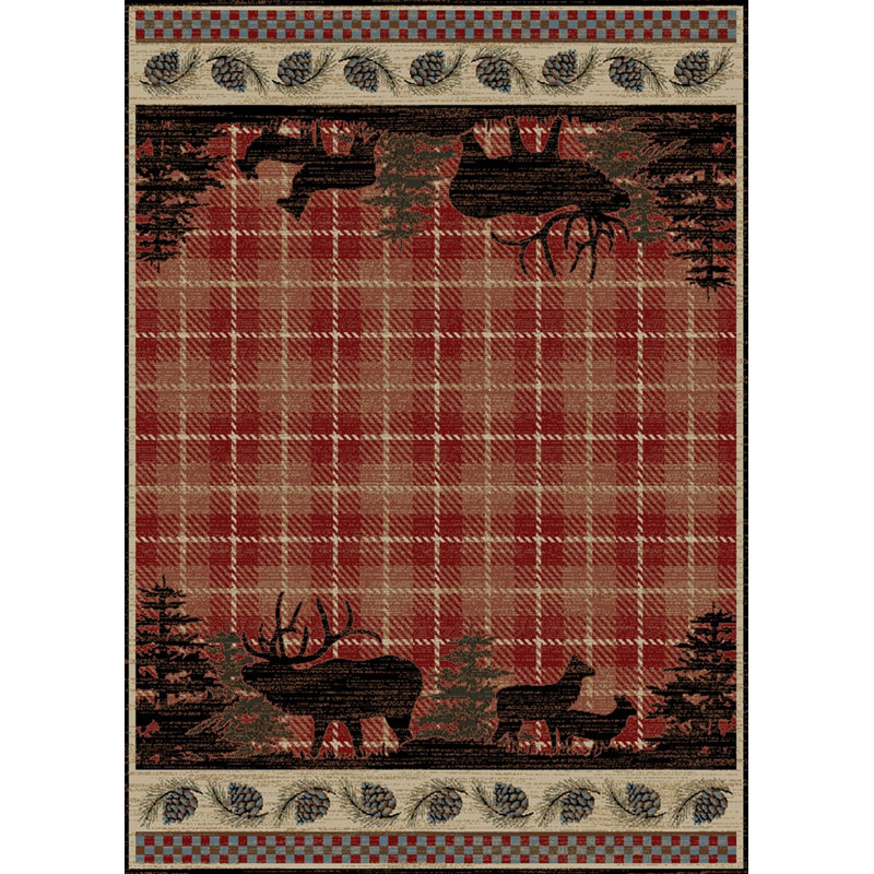 Tapis rouge / noir Natasha, Rectangle 5 pi 3 po x 7 pi 3 po