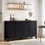 Buffet moderne de 55 po | Conception arquée noire avec ensemble anti-basculement, rangement certifié FSC pour le salon, le vestibule et le meuble télé-1371704658