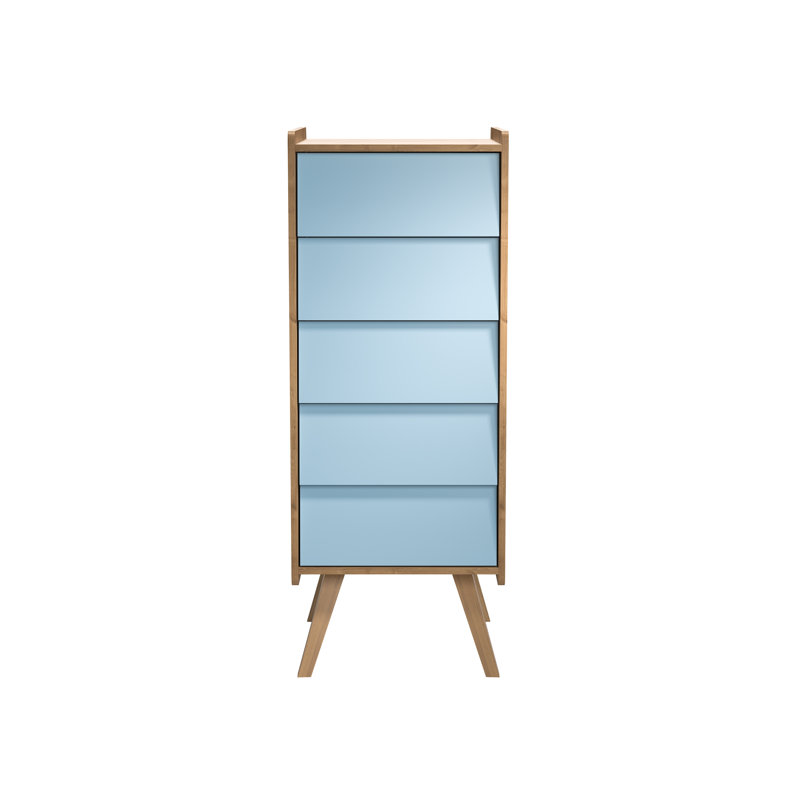 Antoine Kids 5 - Drawer Chest, Light Brown/Blue