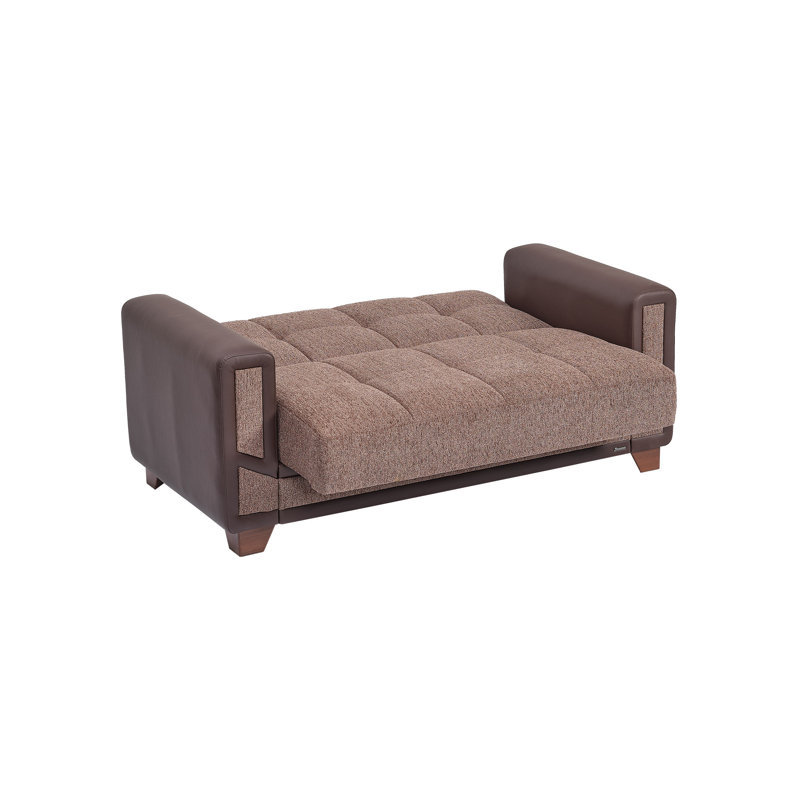  Jaelanie 67 in. Fabric Upholstered 2-Seater 3-in-1 Sleeper Loveseat Sofa Bed with Storage, Firm Seat Cushion, Brown Chenille