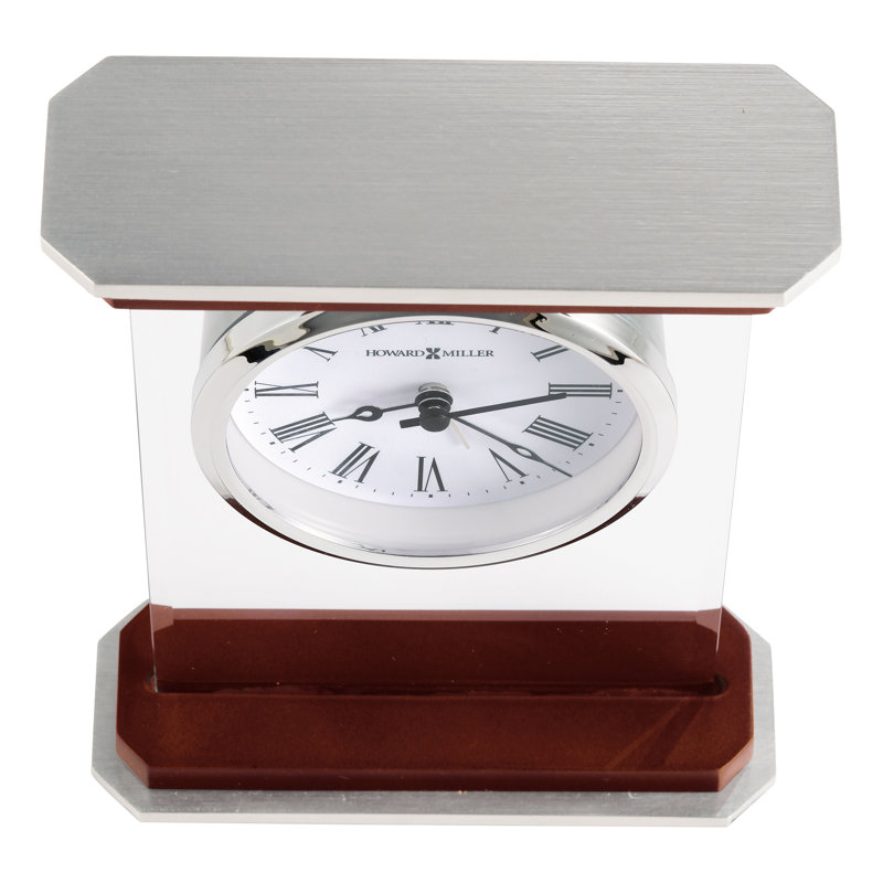 Mayfield Chrome and Rosewood Quartz Table Clock with Roman Numerals