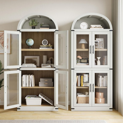 29.92'' L X 15.83'' W X 71.65'' H Arched Shaped Bookcase Cabinet 