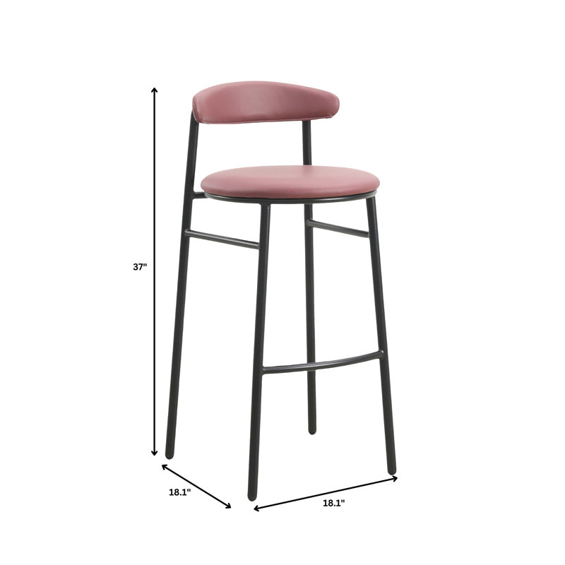 Tabouret de bar Larue revêtu de cuir avec base en acier inoxydable thermolaqué Larue Series, Bourgogne