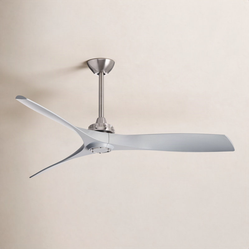 60" 3 - Blade Propeller Ceiling Fan with Remote Control, Brushed Nickel