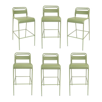  Tabouret de bar d'extérieur en lattes de fer Carmella