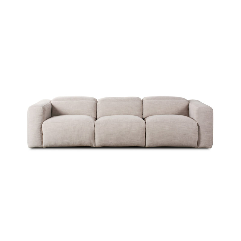 Radley 124" Leather Power Reclining Sofa, Gray Polyester Blend