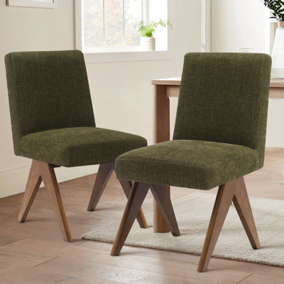 18'' Seat Height Upholstered Solid Wood Legs Dining Chair (Set of 2)