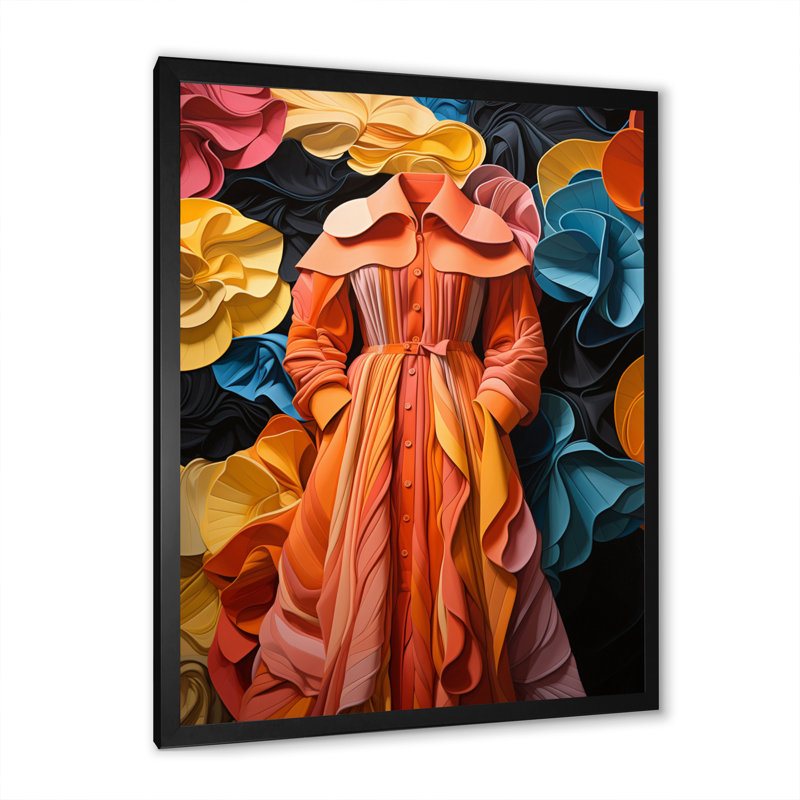 Impression sur toile Fashion Haute Couture Elegance II, H 44 po x l 34 po x P 1,5 po, Cadre photo noir