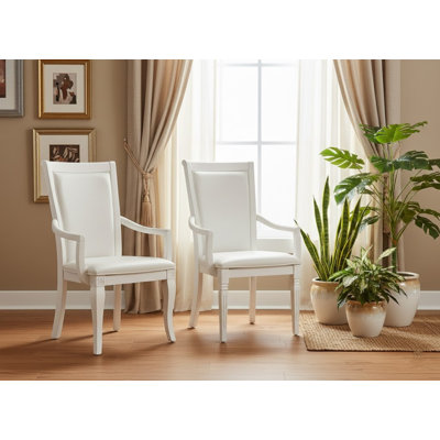Ensemble de 2 chaises avec accoudoirs en simili cuir blanc Victoria