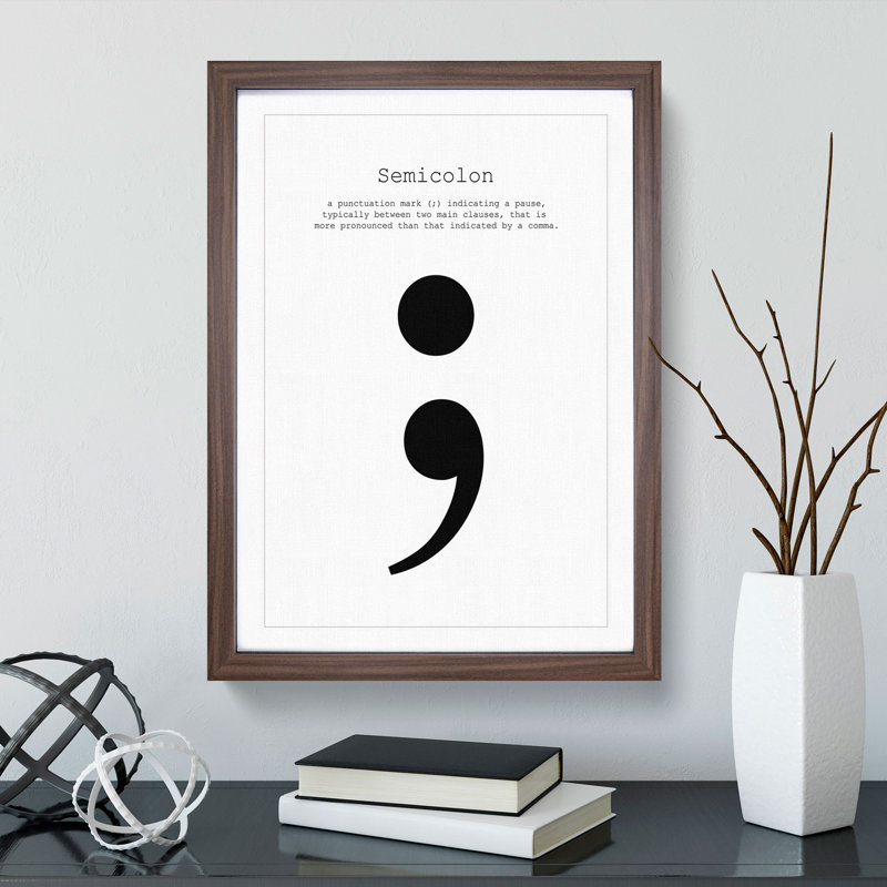Semicolon - Picture Frame Typography, 65cm H x 48cm W x 2cm D, Walnut